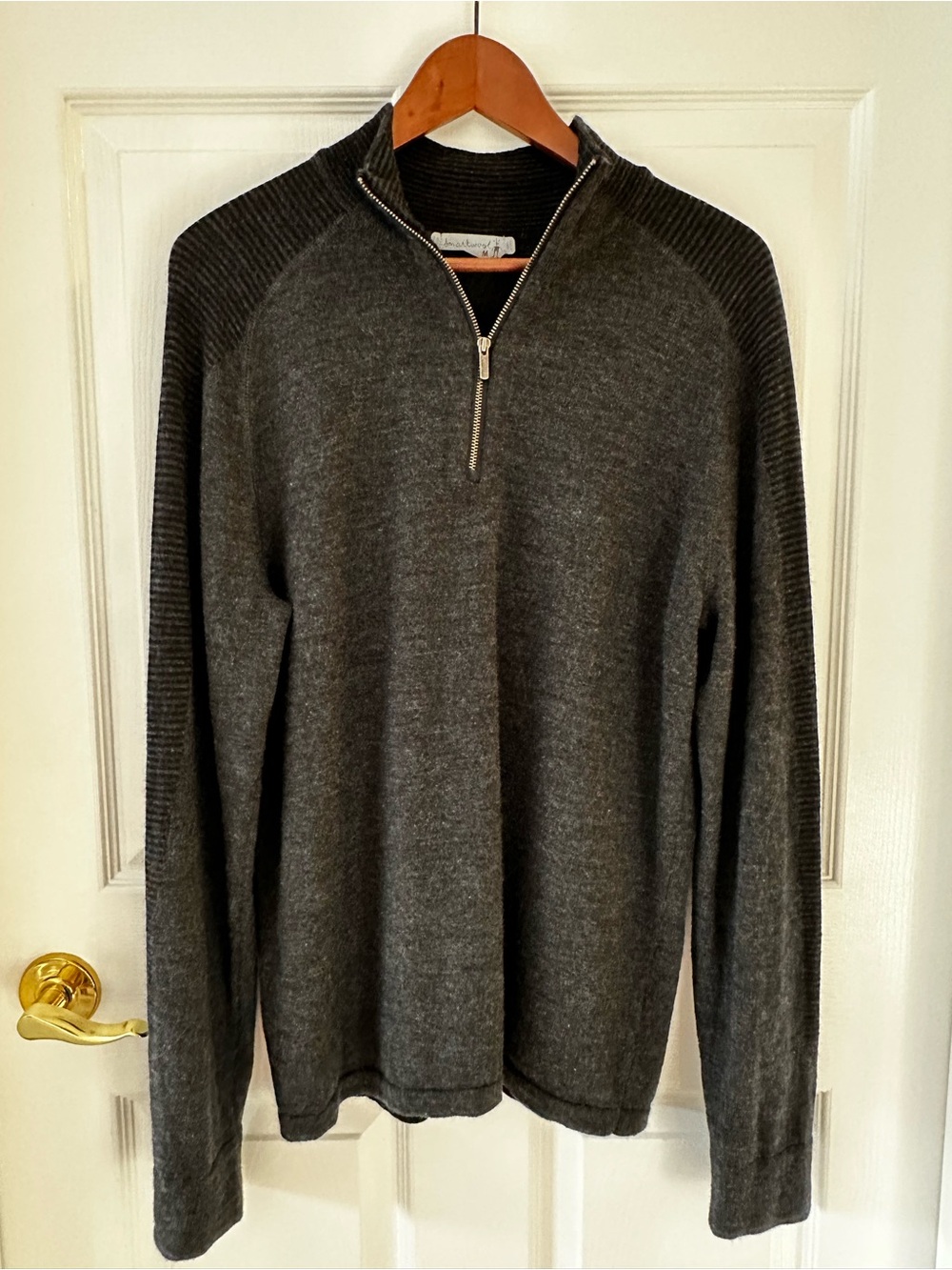 Smartwool Men's M 100% Merino Wool Quarter Zip Sweater Charcoal Gray READ NOTES